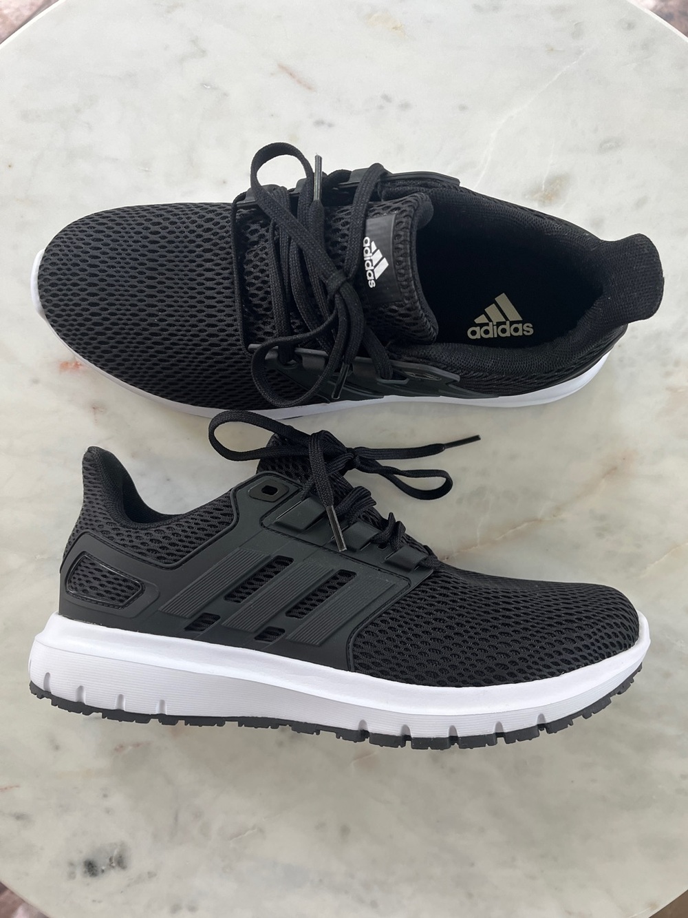Adidas Women’s Sz 9 Sneakers Black Mesh Lace-Up White Sole NWOT